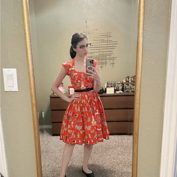 Red Dog Print Dress - Picture 2 of 6